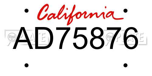 AD75876 California License Plate