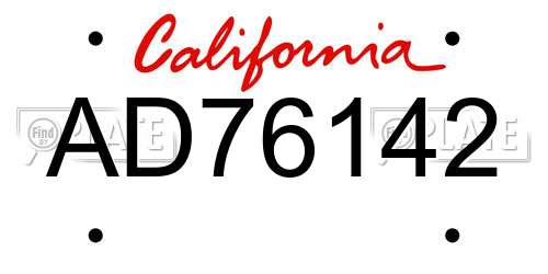 AD76142 California License Plate