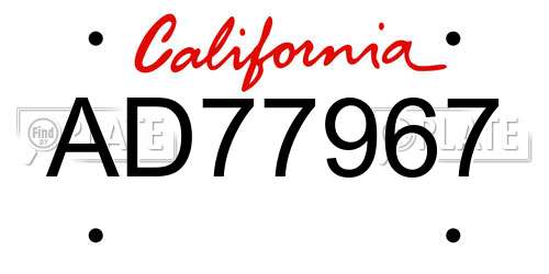 AD77967 California License Plate