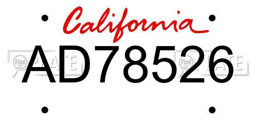 AD78526 California License Plate
