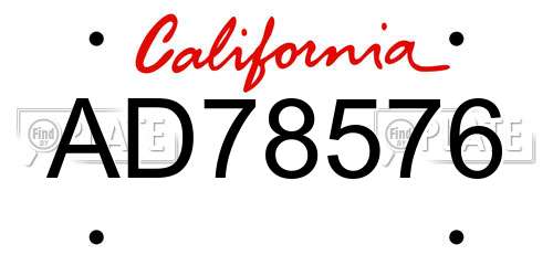 AD78576 California License Plate