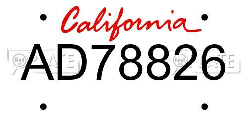 AD78826 California License Plate