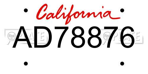 AD78876 California License Plate