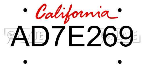 AD7E269 California License Plate