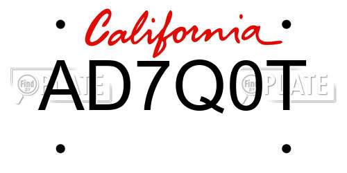 AD7Q0T California License Plate