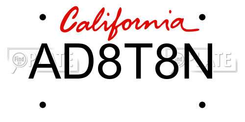 AD8T8N California License Plate