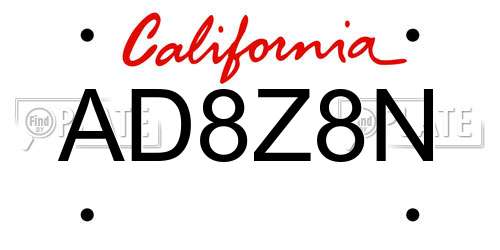 AD8Z8N California License Plate