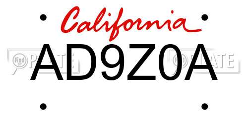 AD9Z0A California License Plate