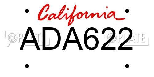 ADA622 California License Plate