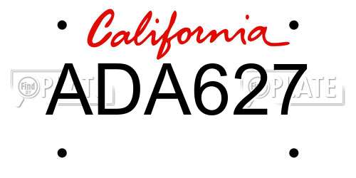 ADA627 California License Plate