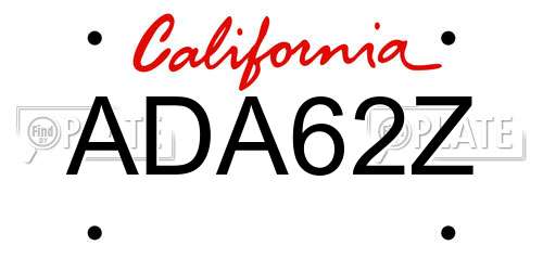 ADA62Z California License Plate