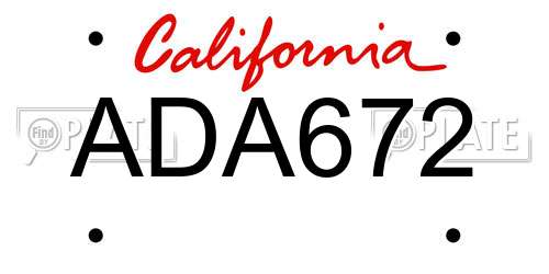 ADA672 California License Plate