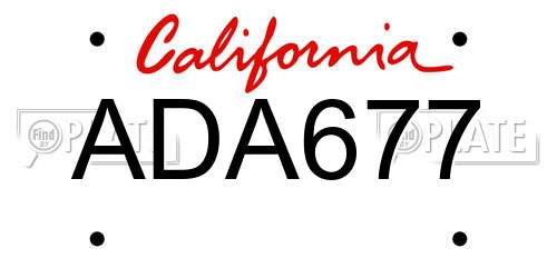 ADA677 California License Plate