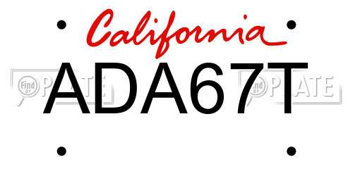 ADA67T California License Plate