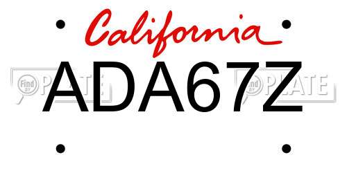 ADA67Z California License Plate
