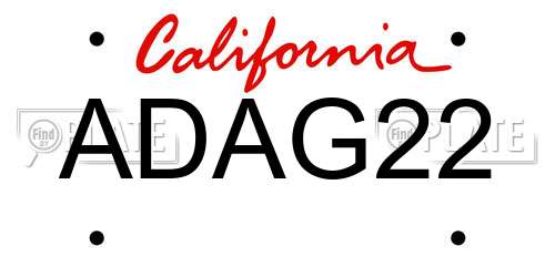 ADAG22 California License Plate