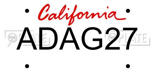 ADAG27 California License Plate