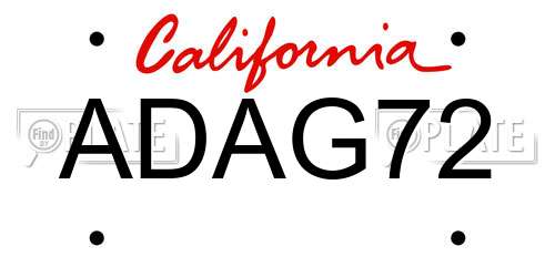 ADAG72 California License Plate