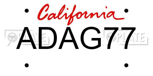 ADAG77 California License Plate