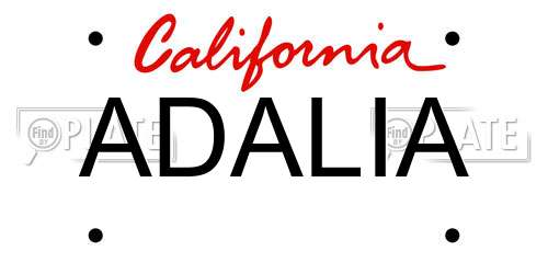 ADALIA California License Plate