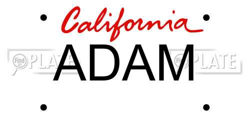 ADAM California License Plate