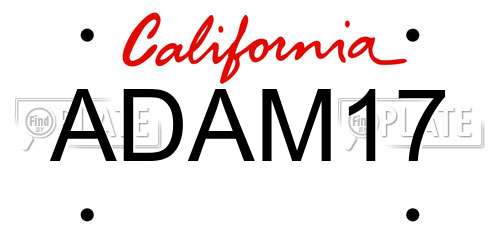 ADAM17 California License Plate