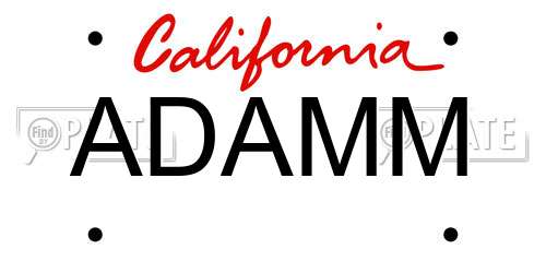 ADAMM California License Plate