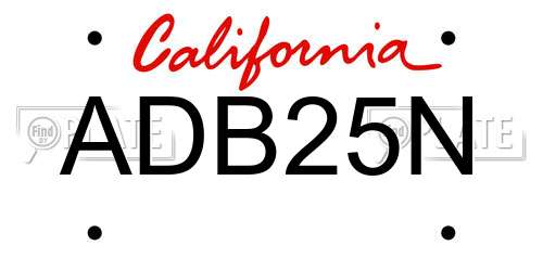 ADB25N California License Plate
