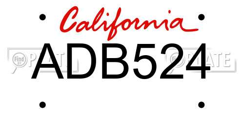 ADB524 California License Plate