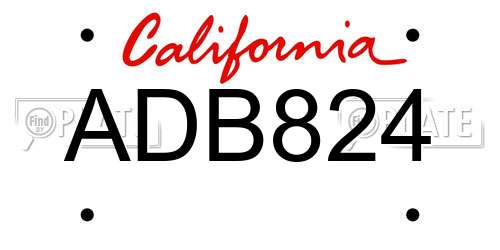 ADB824 California License Plate