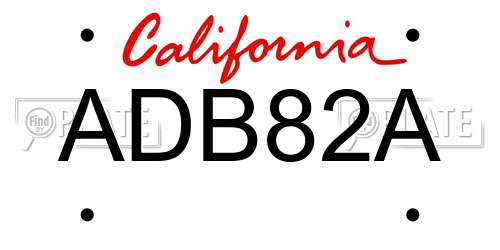 ADB82A California License Plate