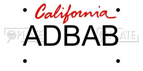 ADBAB California License Plate