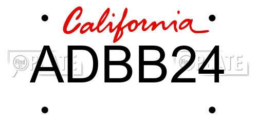 ADBB24 California License Plate