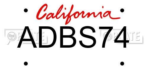 ADBS74 California License Plate