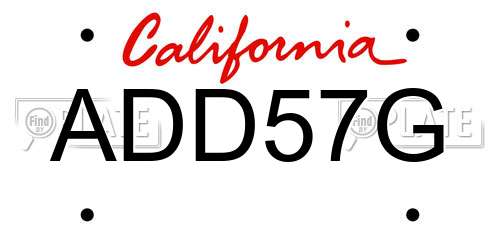 ADD57G California License Plate
