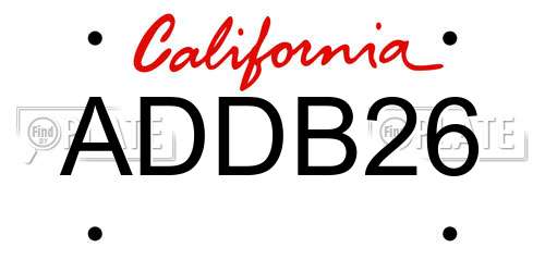 ADDB26 California License Plate