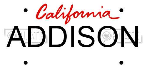 ADDISON California License Plate