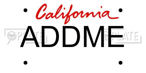 ADDME California License Plate