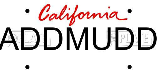 ADDMUDD California License Plate