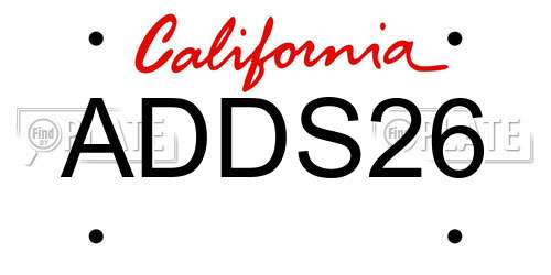 ADDS26 California License Plate