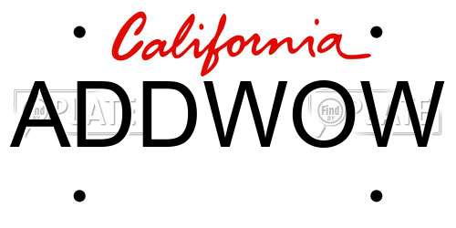 ADDWOW California License Plate