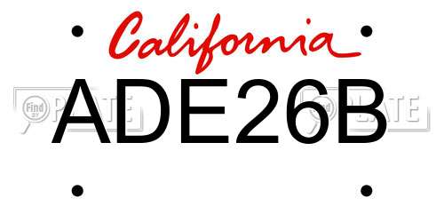 ADE26B California License Plate