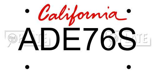 ADE76S California License Plate