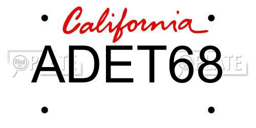 ADET68 California License Plate