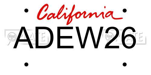 ADEW26 California License Plate