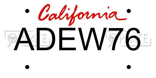 ADEW76 California License Plate
