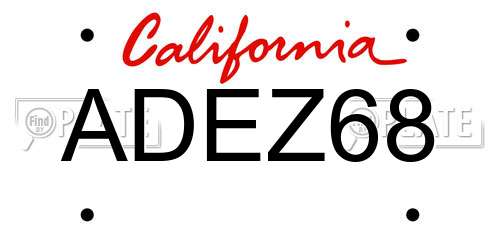 ADEZ68 California License Plate