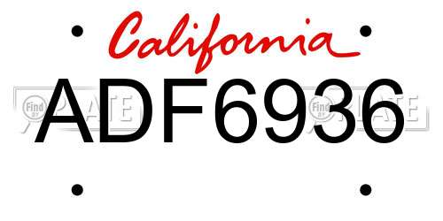 ADF6936 California License Plate