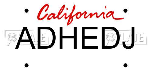 ADHEDJ California License Plate