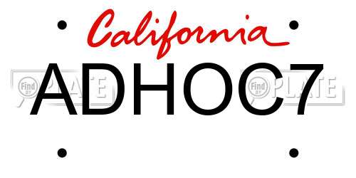 ADHOC7 California License Plate